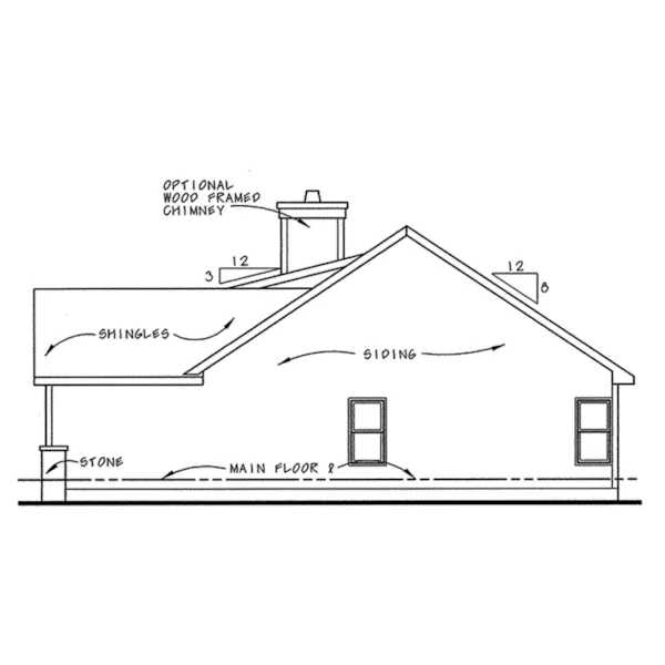 Arts & Crafts House Plan Right Elevation - Perryville Ranch Home 026D-0219 - Shop House Plans and More