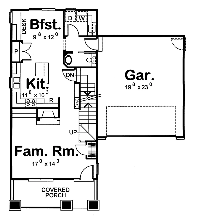 Bungalow House Plan First Floor - Fair Haven Narrow Lot Home 026D-0227 - Search House Plans and More