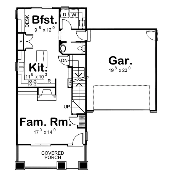 Bungalow House Plan First Floor - Fair Haven Narrow Lot Home 026D-0227 - Search House Plans and More