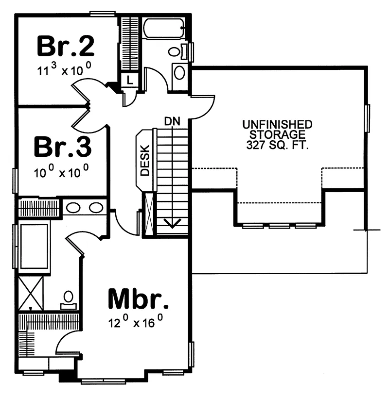 Traditional House Plan Second Floor - Fair Haven Narrow Lot Home 026D-0227 - Search House Plans and More