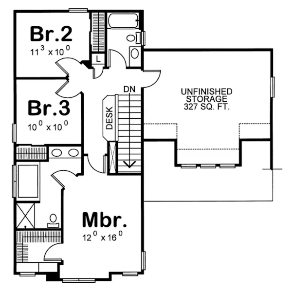 Bungalow House Plan Second Floor - Fair Haven Narrow Lot Home 026D-0227 - Search House Plans and More