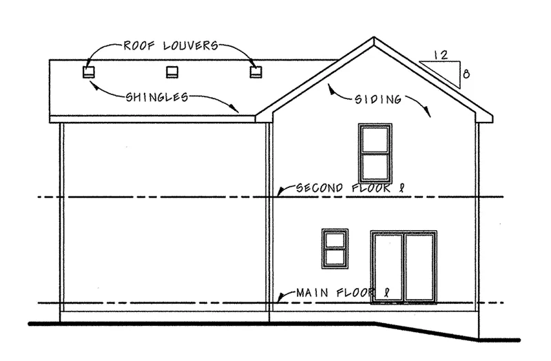 Traditional House Plan Rear Elevation - Fair Haven Narrow Lot Home 026D-0227 - Search House Plans and More