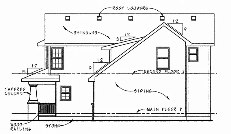 Traditional House Plan Right Elevation - Fair Haven Narrow Lot Home 026D-0227 - Search House Plans and More