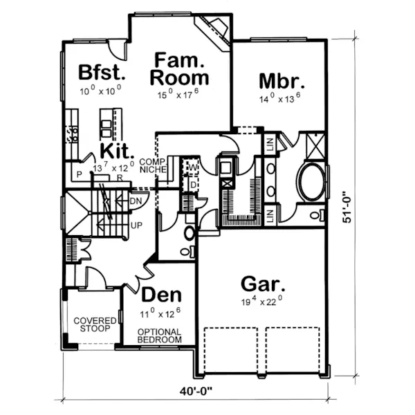 Traditional House Plan First Floor - Chadwick Hill Craftsman Home 026D-0229 - Search House Plans and More