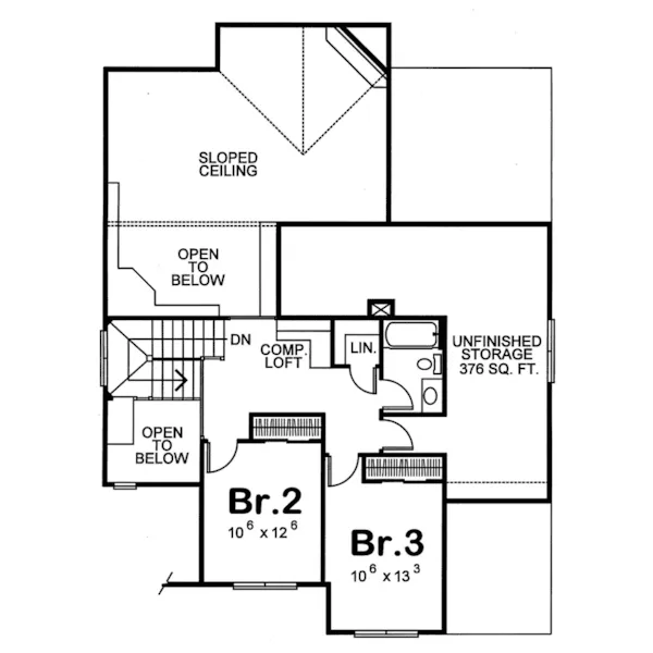 Traditional House Plan Second Floor - Chadwick Hill Craftsman Home 026D-0229 - Search House Plans and More