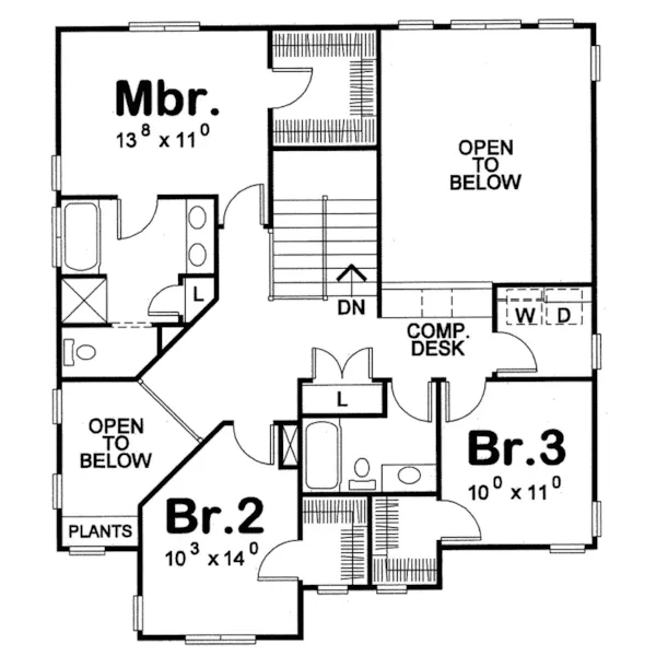 Traditional House Plan Second Floor - Sologne Country Home 026D-0230 - Shop House Plans and More