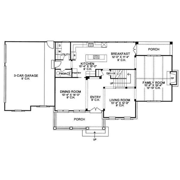 Traditional House Plan First Floor - Genoa Hill Traditional Home 026D-0232 - Search House Plans and More