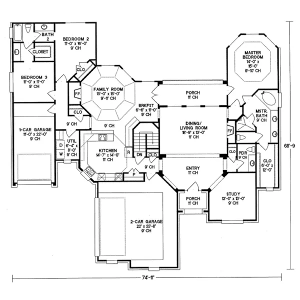 Ranch House Plan First Floor - Hammond Crest Ranch Home 026D-0248 - Search House Plans and More