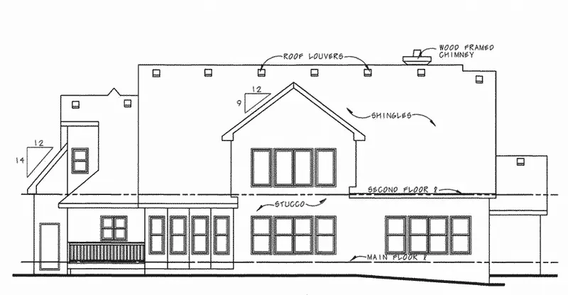 Bungalow House Plan Rear Elevation - Adeline French Country Home 026D-0256 - Search House Plans and More