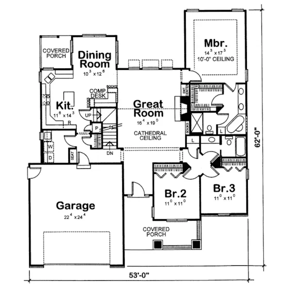 Traditional House Plan First Floor - Sheffield Hill Craftsman Home 026D-0294 - Shop House Plans and More