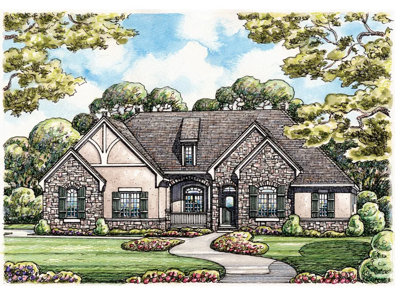 Tudor House Plan Front Image - Bishop Hill Tudor Home 026D-0297 - Search House Plans and More