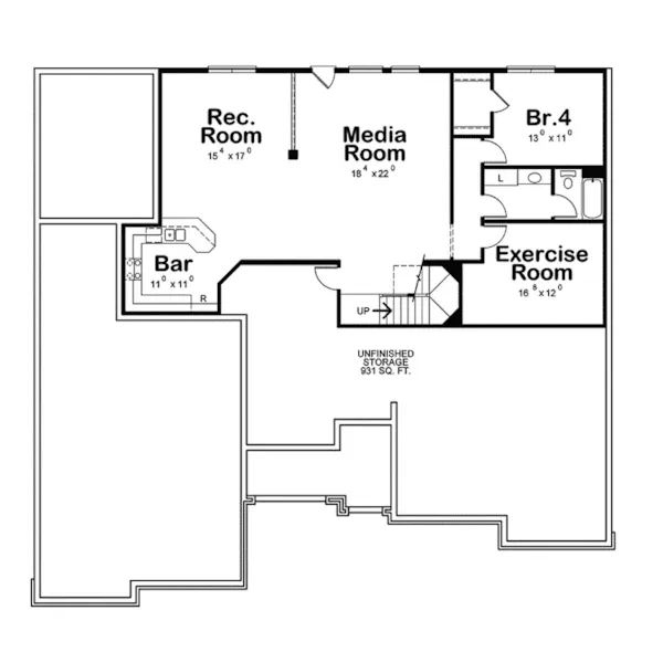 Bungalow House Plan Lower Level Floor - Bishop Hill Tudor Home 026D-0297 - Search House Plans and More