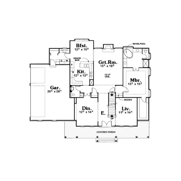 Country House Plan First Floor - Dewberry Southern Home 026D-0907 - Search House Plans and More