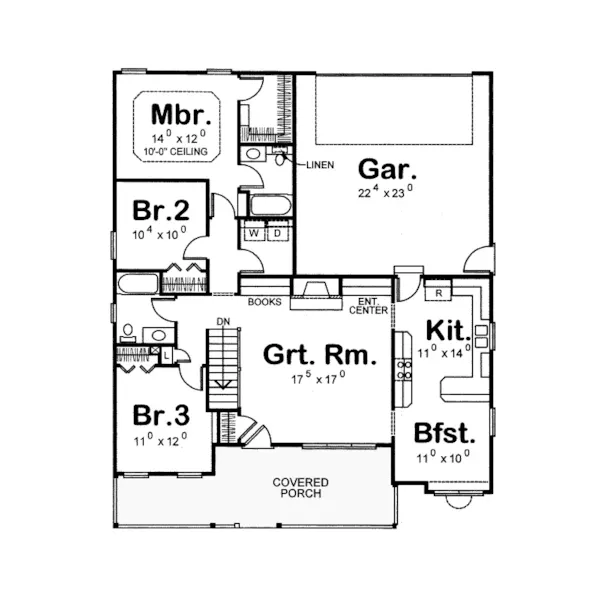 Traditional House Plan First Floor - Bexhill Ranch Home 026D-0963 - Search House Plans and More