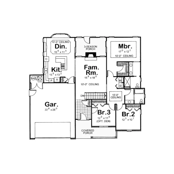 Ranch House Plan First Floor - Harmony Terrace Ranch Home 026D-0968 - Search House Plans and More