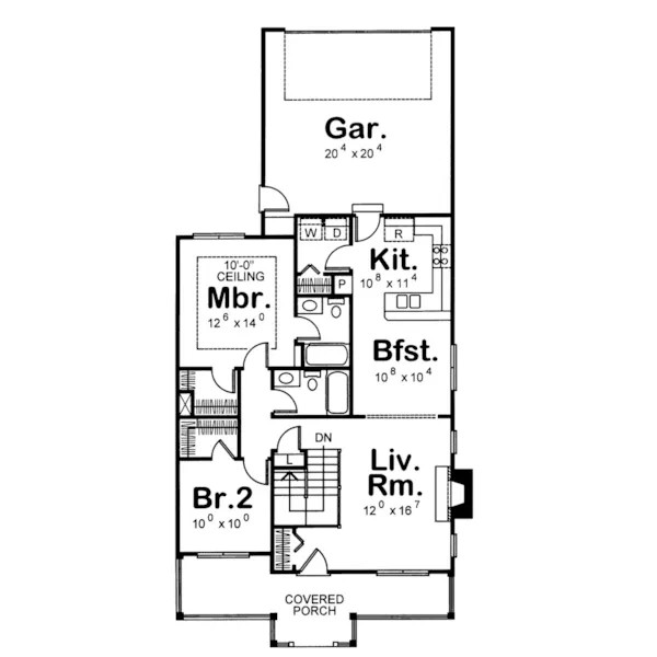 Traditional House Plan First Floor - Treeside Narrow Lot Home 026D-0972 - Shop House Plans and More