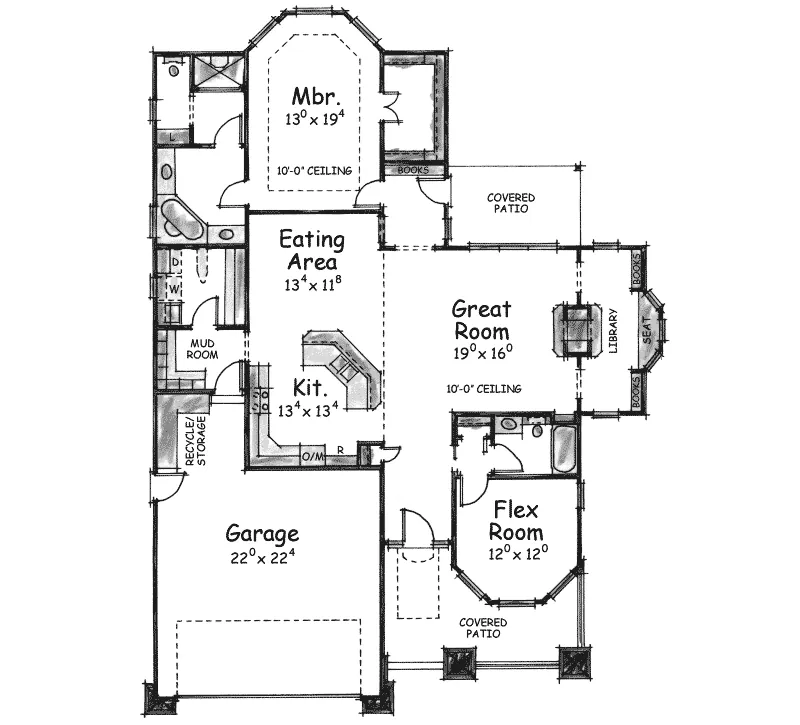 Country House Plan First Floor - Belfore Arts A Crafts Style Home 026D-1018 - Search House Plans and More