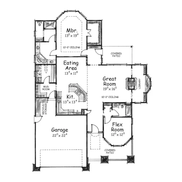 Craftsman House Plan First Floor - Belfore Arts A Crafts Style Home 026D-1018 - Search House Plans and More