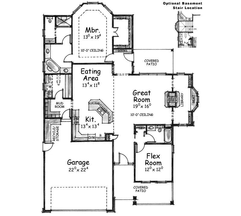 Ranch House Plan First Floor - Treadway One-Story Home 026D-1020 - Shop House Plans and More