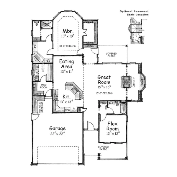 Traditional House Plan First Floor - Treadway One-Story Home 026D-1020 - Shop House Plans and More