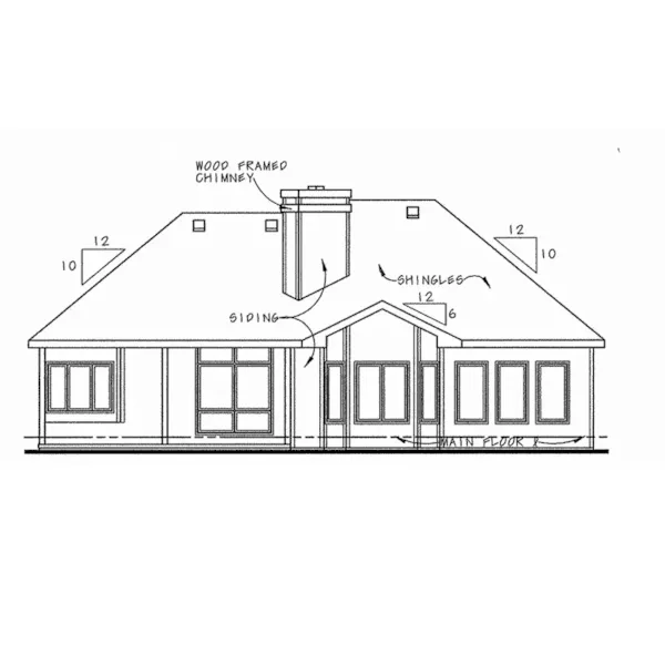 Ranch House Plan Rear Elevation - Sanctuary Ranch Home 026D-1021 - Shop House Plans and More