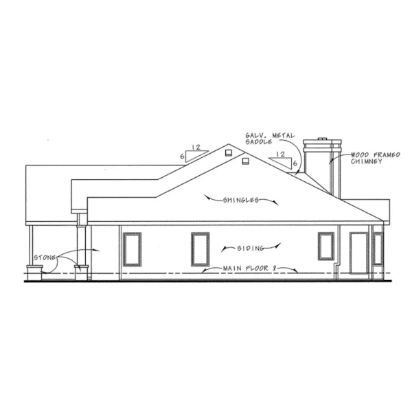 Ranch House Plan Right Elevation - Sanctuary Ranch Home 026D-1021 - Shop House Plans and More