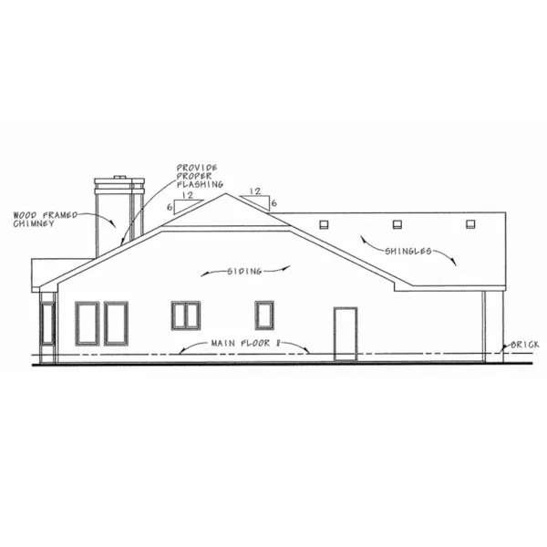 Ranch House Plan Left Elevation - Harveys Lake Ranch Home 026D-1022 - Search House Plans and More