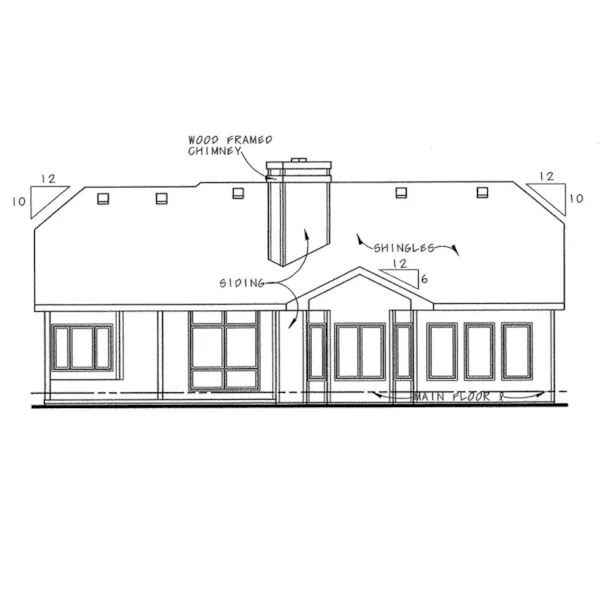 Ranch House Plan Rear Elevation - Harveys Lake Ranch Home 026D-1022 - Search House Plans and More