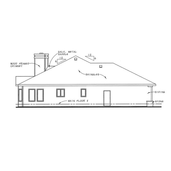 Modern House Plan Left Elevation - Lombez European Ranch Home 026D-1023 - Shop House Plans and More