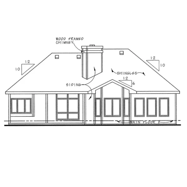 Modern House Plan Rear Elevation - Lombez European Ranch Home 026D-1023 - Shop House Plans and More