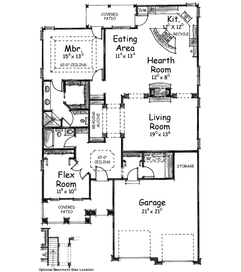 Tudor House Plan First Floor - Esther Hill European Home 026D-1024 - Search House Plans and More