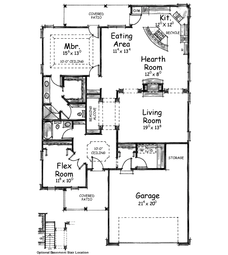 Ranch House Plan First Floor - Beauceville Ranch Home 026D-1026 - Search House Plans and More