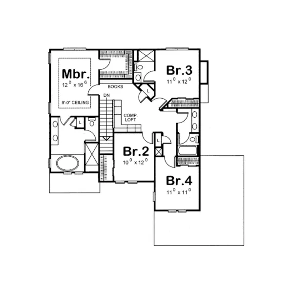 Traditional House Plan Second Floor - Avon Pond Country Home 026D-1180 - Search House Plans and More