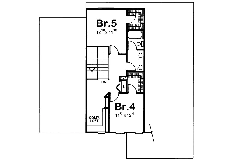 Country French House Plan Second Floor - Wesleyan European Home 026D-1182 - Shop House Plans and More