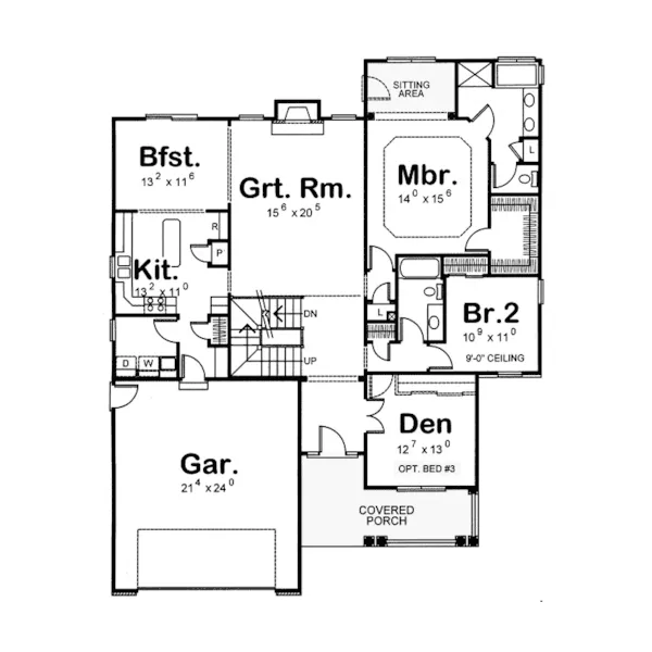 Traditional House Plan First Floor - Decatur Craftsman Home 026D-1197 - Search House Plans and More