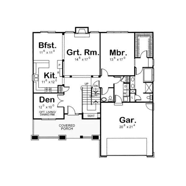 Country House Plan First Floor - Hazel Dell Craftsman Style Home 026D-1200 - Search House Plans and More