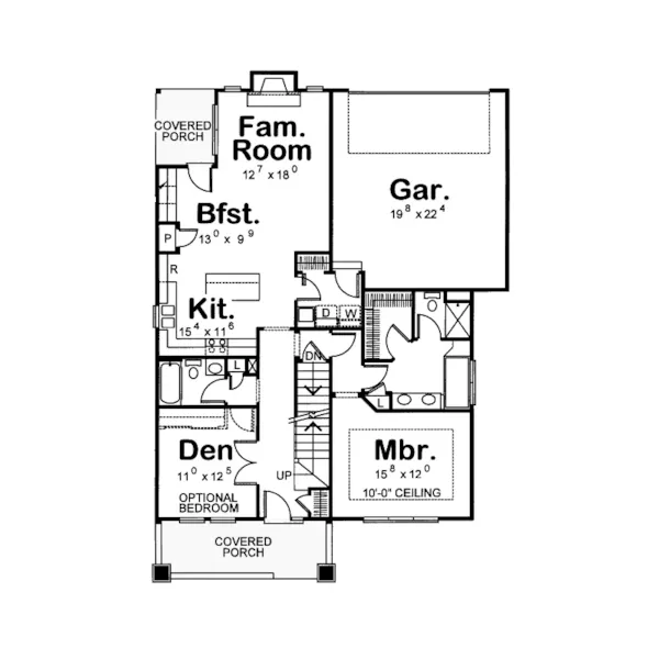 Traditional House Plan First Floor - Carlinville Craftsman Home 026D-1219 - Search House Plans and More