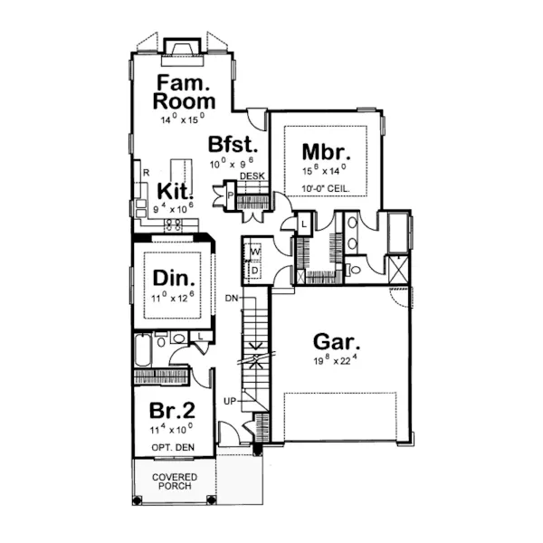 Traditional House Plan First Floor - Chauncey Craftsman Home 026D-1226 - Search House Plans and More