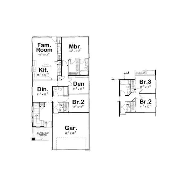 Craftsman House Plan First Floor - Walpole Way Craftsman Ranch Home 026D-1240 - Shop House Plans and More