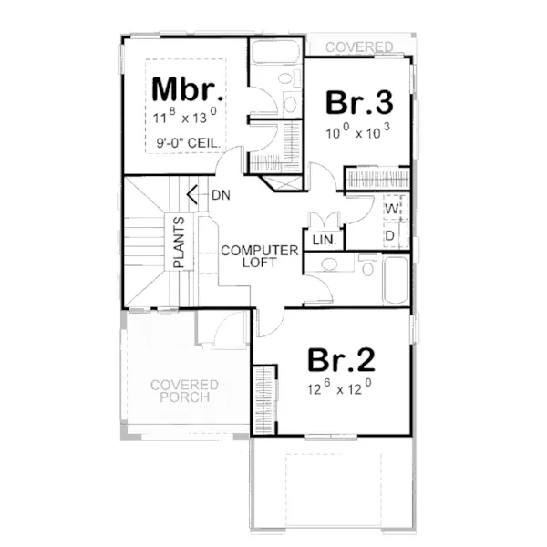 Craftsman House Plan Second Floor - Cambria Creek Country Home 026D-1242 - Search House Plans and More