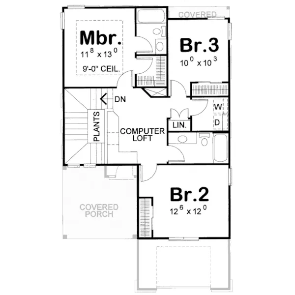 Craftsman House Plan Second Floor - Ellis Grove Craftsman Style Home 026D-1244 - Search House Plans and More