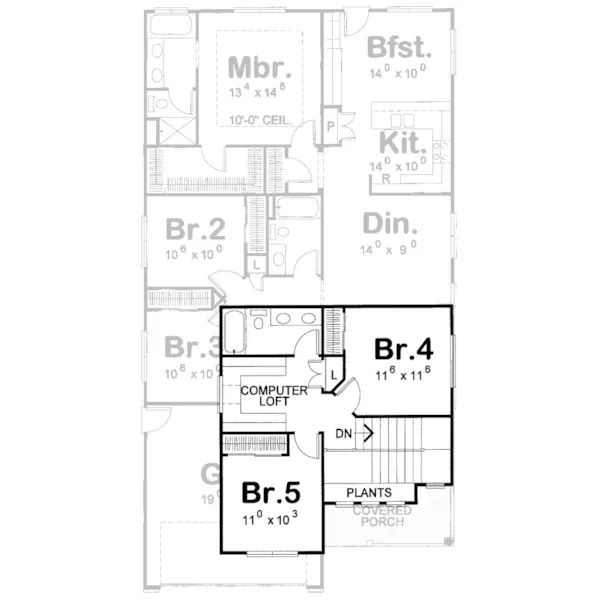 Craftsman House Plan Second Floor - McCllom Craftsman Home 026D-1256 - Shop House Plans and More