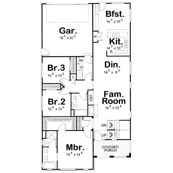 Arts & Crafts House Plan First Floor - Gurnee Craftsman Home 026D-1258 - Search House Plans and More