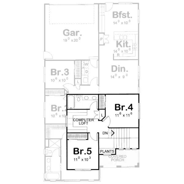 Arts & Crafts House Plan Second Floor - Gurnee Craftsman Home 026D-1258 - Search House Plans and More