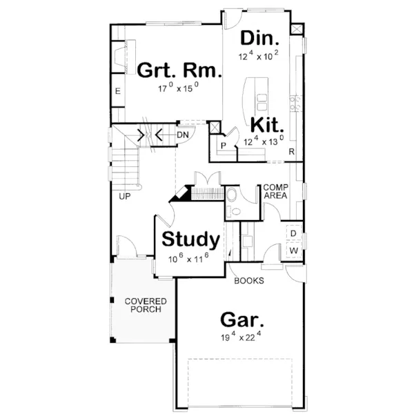 Shingle House Plan First Floor - Brandenburg Way European Home 026D-1260 - Search House Plans and More