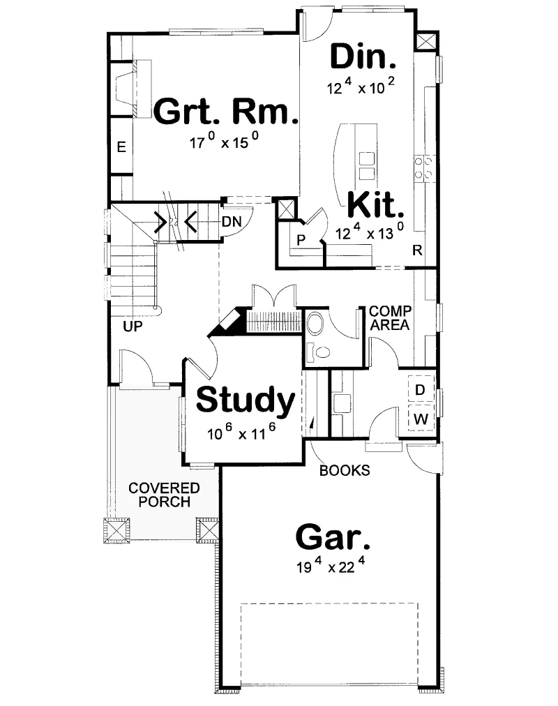 Arts & Crafts House Plan First Floor - Lilymoor Craftsman Style Home 026D-1261 - Shop House Plans and More