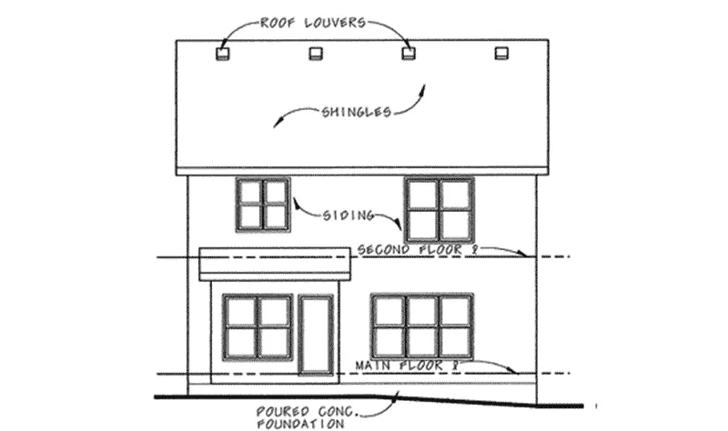 Arts & Crafts House Plan Rear Elevation - Lilymoor Craftsman Style Home 026D-1261 - Shop House Plans and More