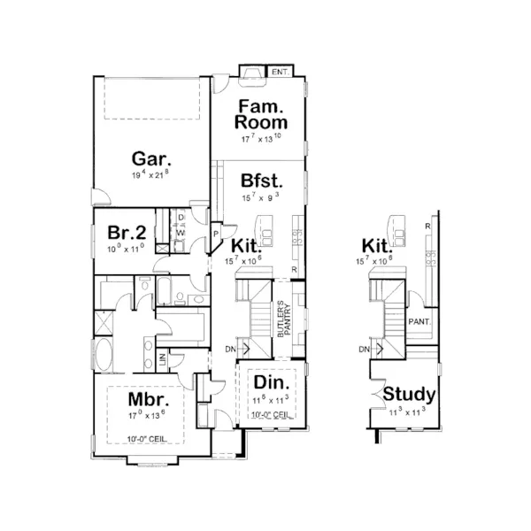 Ranch House Plan First Floor - Foxriver Grove European Home 026D-1264 - Search House Plans and More