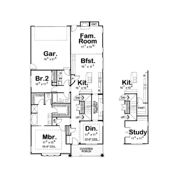 Country House Plan First Floor - Turnberry Hill Craftsman Home 026D-1265 - Shop House Plans and More