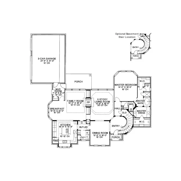 Traditional House Plan First Floor - Harwood Heights European Home 026D-1309 - Search House Plans and More